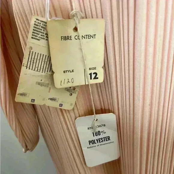Vintage 70s Marita By Anthony Muto Gown Size 12 Deadstock NWT Peach Pleated - Picture 6 of 15